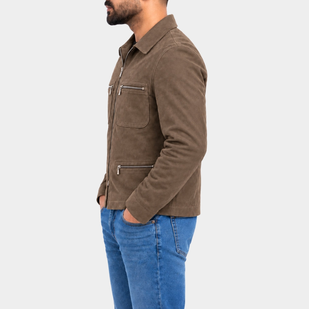 Cliff Booth Brad Pitt Suede Leather Jacket
