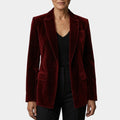 The Gentlemen Kaya Scodelario Maroon Velvet Blazer