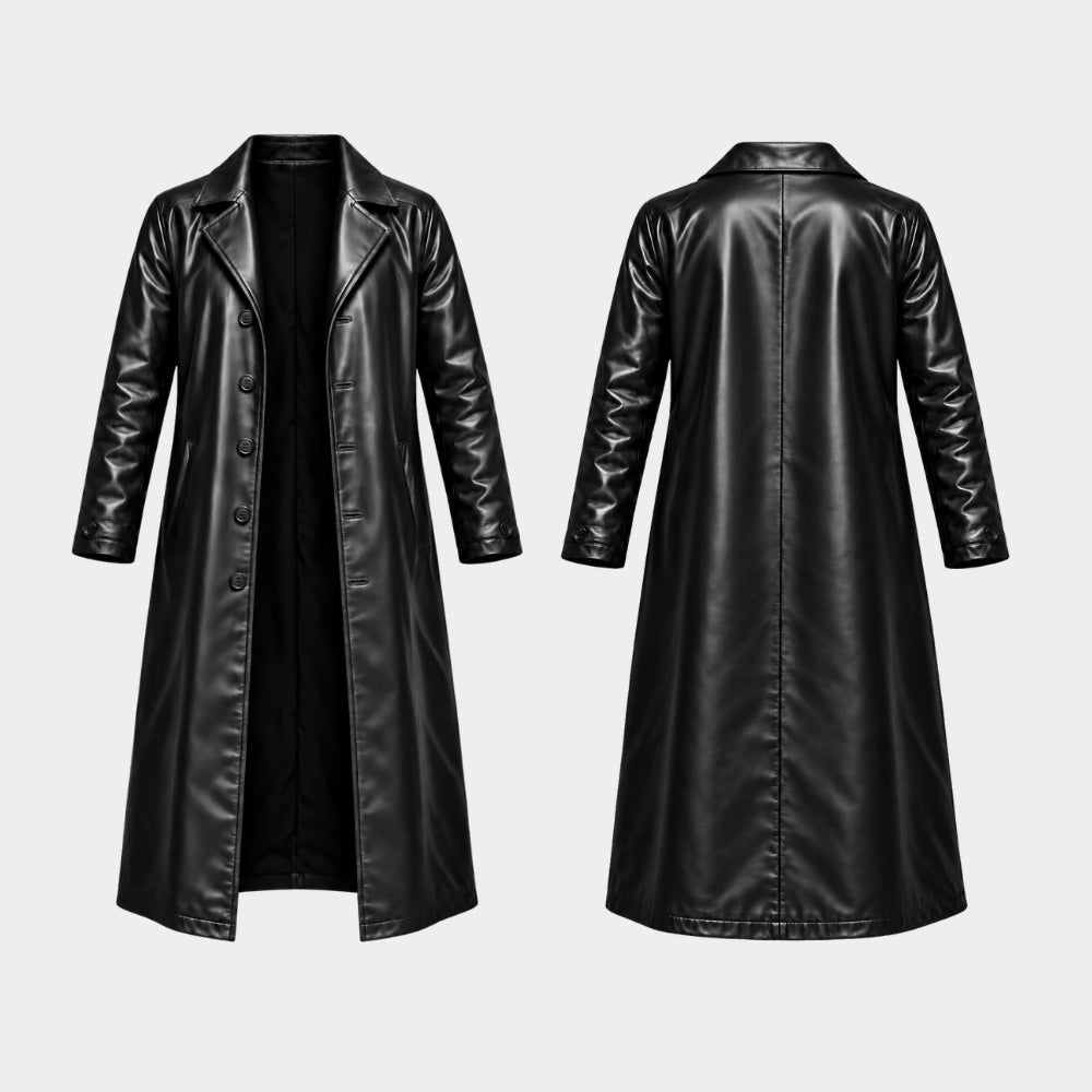 The Grim Rapper Lamarr Mattison Black Leather Long Coat
