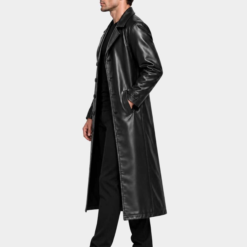 The Grim Rapper Lamarr Mattison Black Leather Long Coat