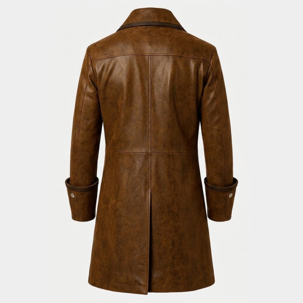 The Steampunk Captain Leather Long Coat
