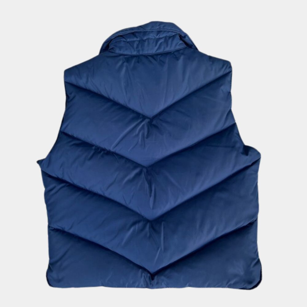 The 70s Show Rainbow Puffer Vest | Ashton Kutcher Winter Ski Vest - Mannequin Back View