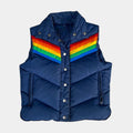 The 70s Show Rainbow Puffer Vest | Ashton Kutcher Winter Ski Vest - Mannequin Front View