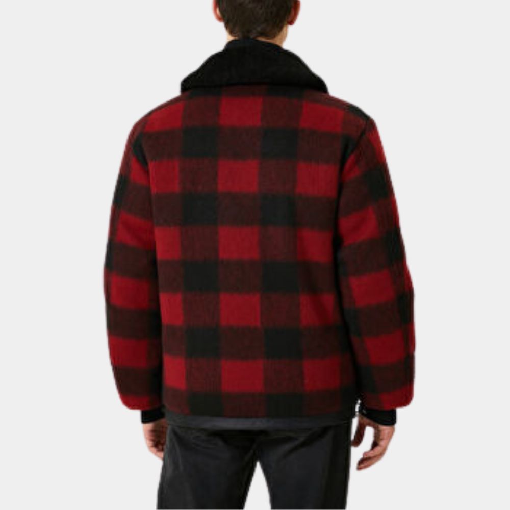 The Actor Paul Cole (André Holland) Plaid Bomber Jacket with Shearling Collar - Back View