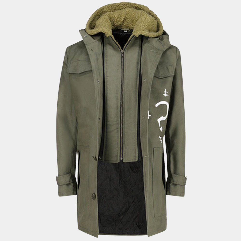 The Batman  Riddler / Edward Nigma aka Paul Dano Green Cotton Jacket - Mannequin Front View