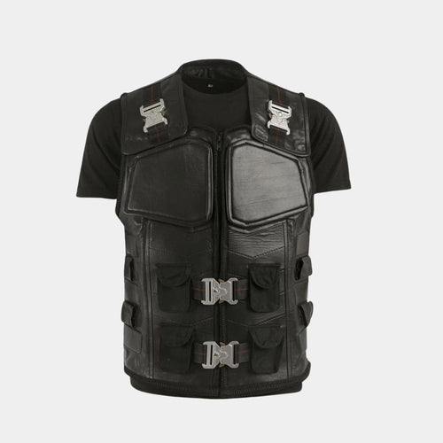 The Blade  Eric Brooks Padded Black Leather Vest - Mannequin Front View