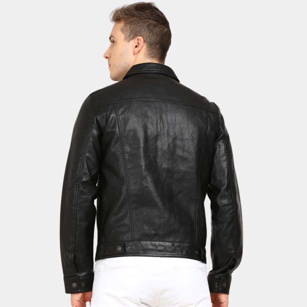 The Bondsman Kevin Bacon Leather Trucker Jacket - Back View