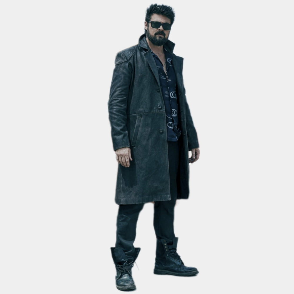 The Boys Billy Butcher Black Trench Coat - Front Posture View