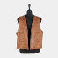 The Cowboys John Wayne Iconic Distressed Brown Leather Vest - Mannequin Front View