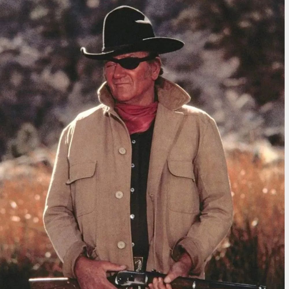 The Cowboys  Wil Andersen aka John Wayne Beige Cotton Coat - Character Front View