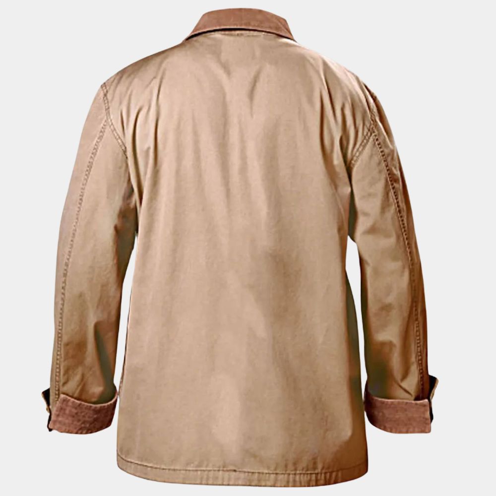 The Cowboys  Wil Andersen aka John Wayne Beige Cotton Coat - Mannequin Back View