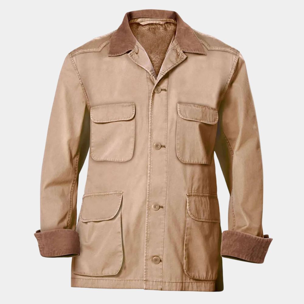 The Cowboys  Wil Andersen aka John Wayne Beige Cotton Coat - Mannequin Front View
