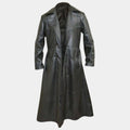 The Crow&nbsp; Brandon Lee aka Eric Draven Black Real Leather Long Coat - Mannequin Front View