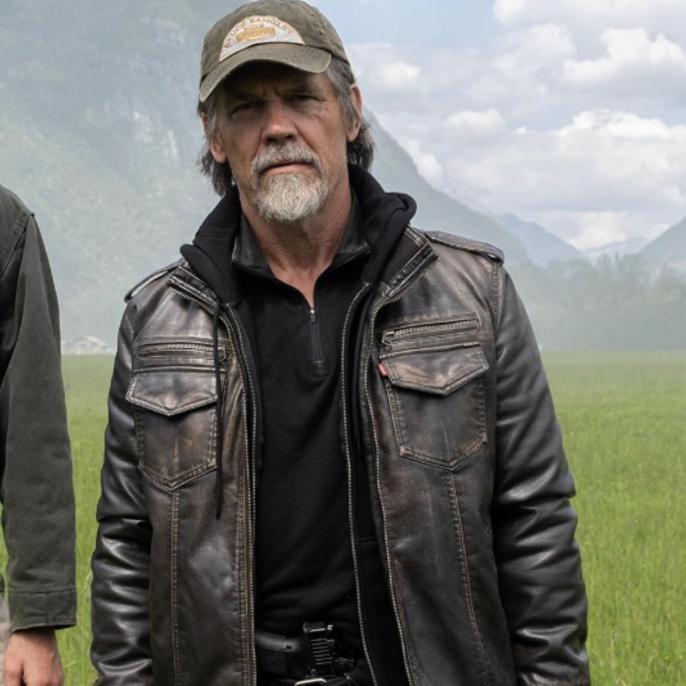 Josh Brolin Brown Leather Bomber Jacket
