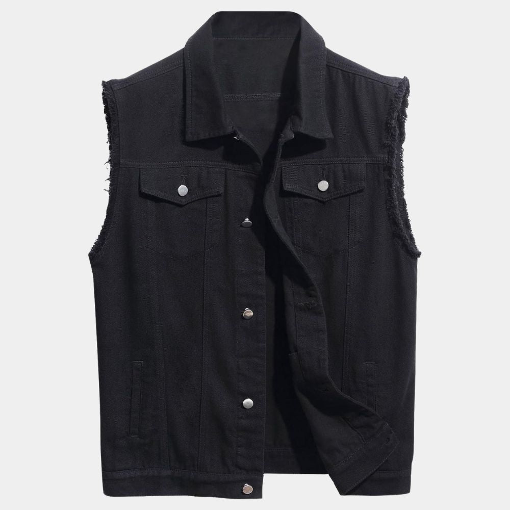 The Electric State Keats aka Chris Pratt Denim Vest - Mannequin Front View