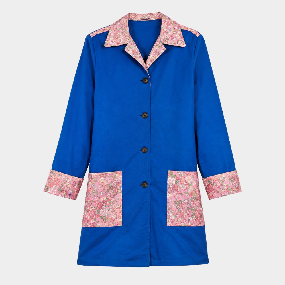Anne Hathaway Blue Cotton Coat