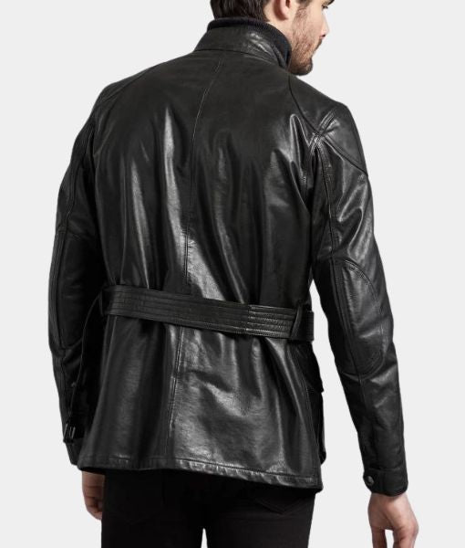 The Killer's Game Dave Bautista aka Joe Flood Black Field Leather Jacket - Back View
