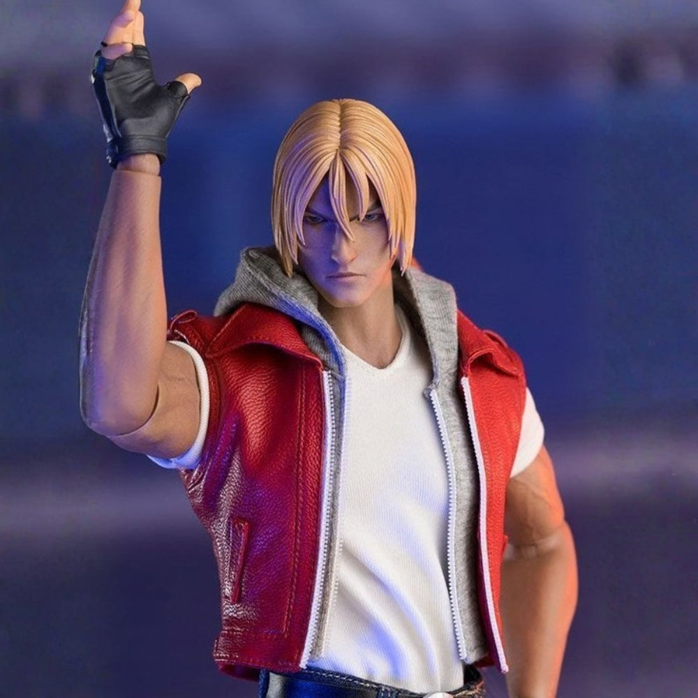 The Kings Of Fighters  Terry Bogard Red Leather Hooded Vest - Front View