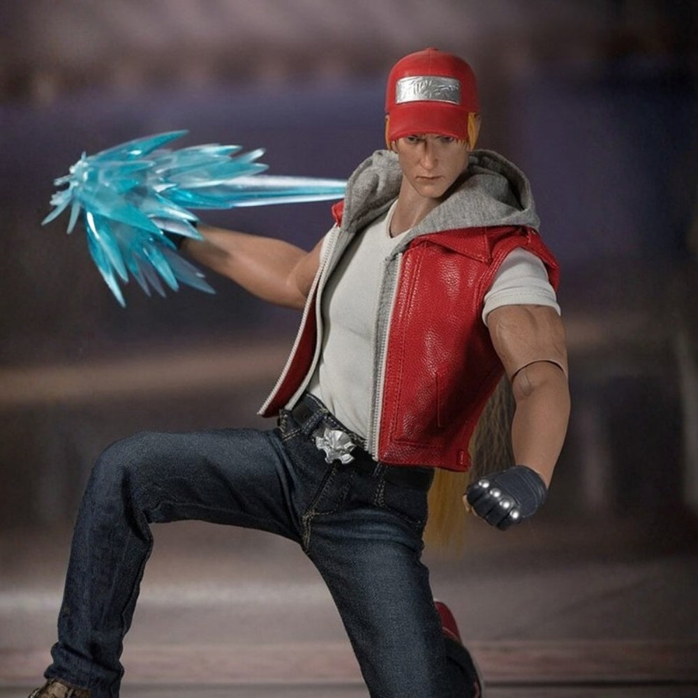 The Kings Of Fighters  Terry Bogard Red Leather Hooded Vest - Side View