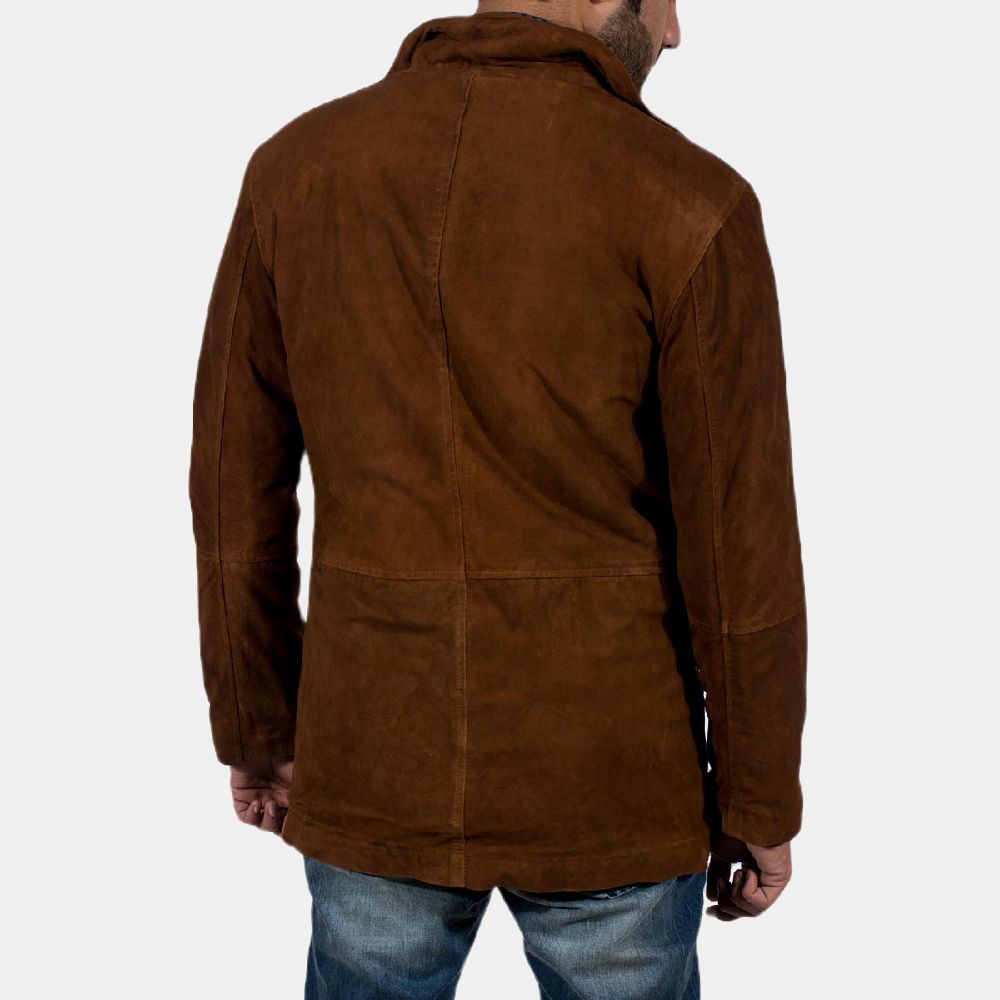 The Last of Us Joel Miller Brown Suede Leather Jacket - Back View