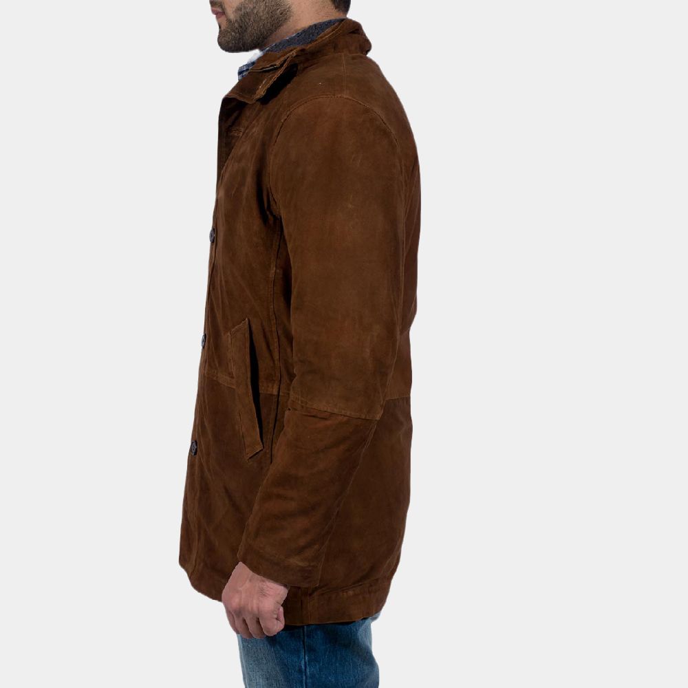 The Last of Us Joel Miller Brown Suede Leather Jacket - Side View