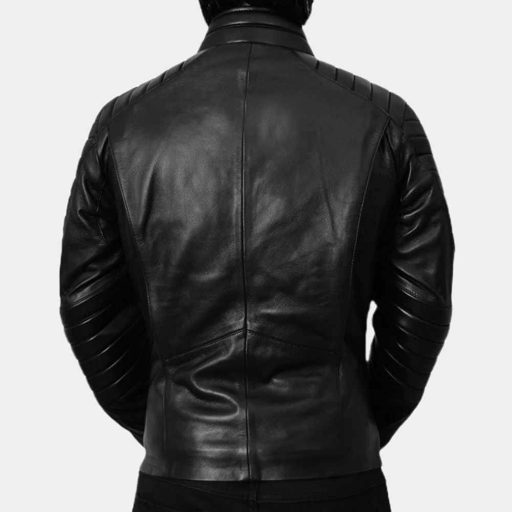 The Lego Batman Michael Keaton's Inspired Yellow Logo Batman Leather Jacket - Back View