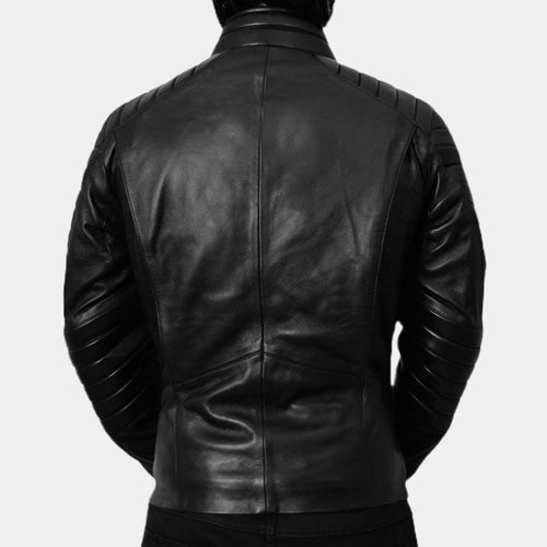 The Lego Batman Michael Keaton's Inspired Yellow Logo Batman Leather Jacket - Back View