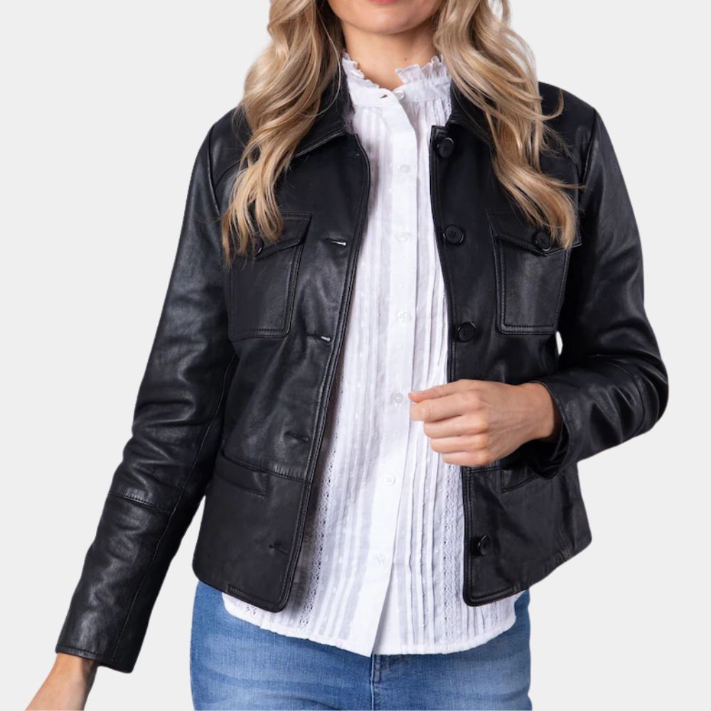 The Life List Alex aka Sofia Carson Leather Jacket - Front View