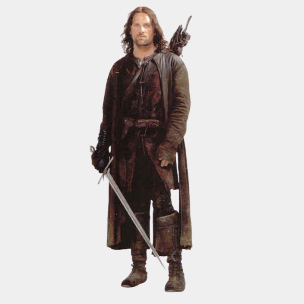 The Lord of the Rings Trilogy Viggo Mortensen Leather Coat - Front View