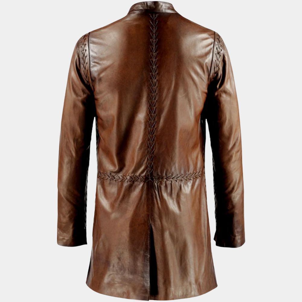 The Lord of the Rings Trilogy Viggo Mortensen Leather Coat - Mannequin Back View