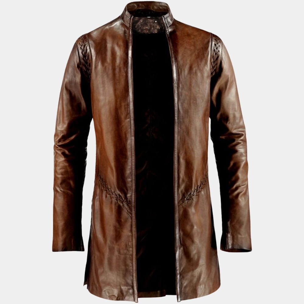 The Lord of the Rings Trilogy Viggo Mortensen Leather Coat - Mannequin Front View