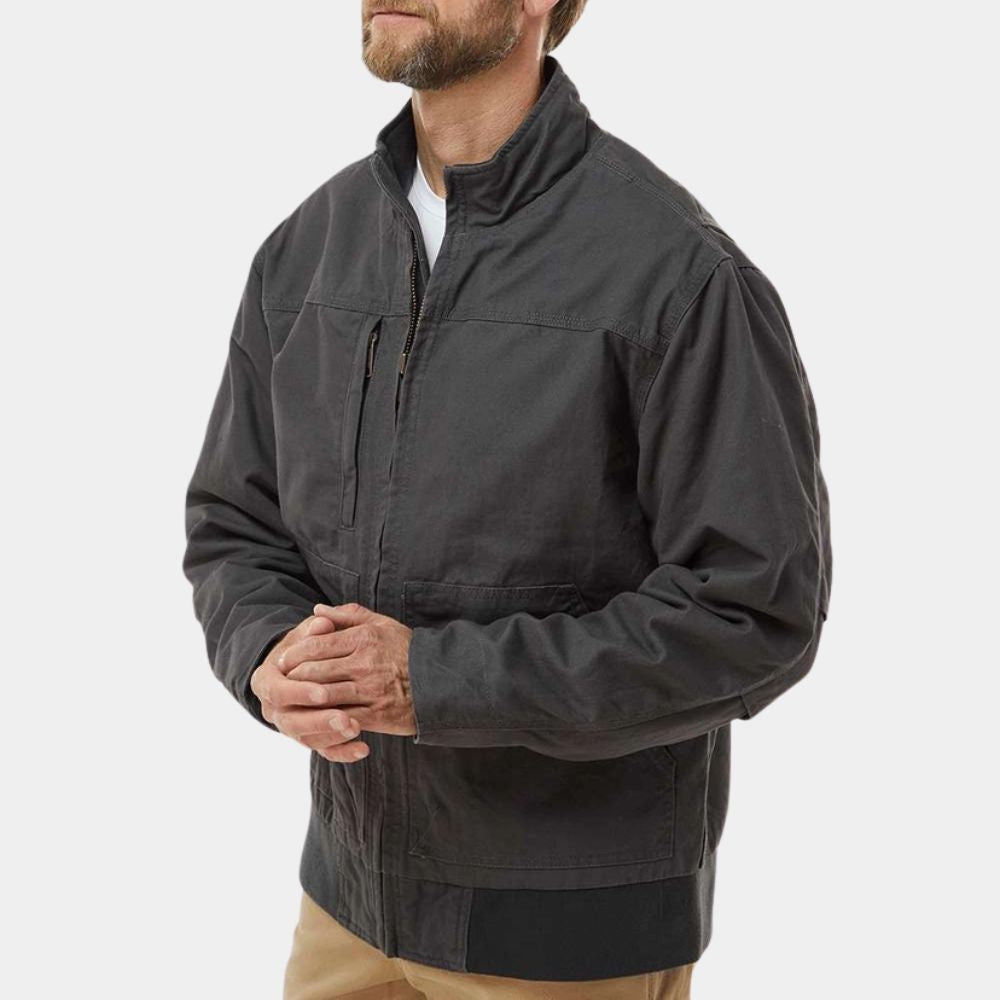 The Night Agent Season 02 Peter Sutherland Grey Cotton Field Jacket - Side View