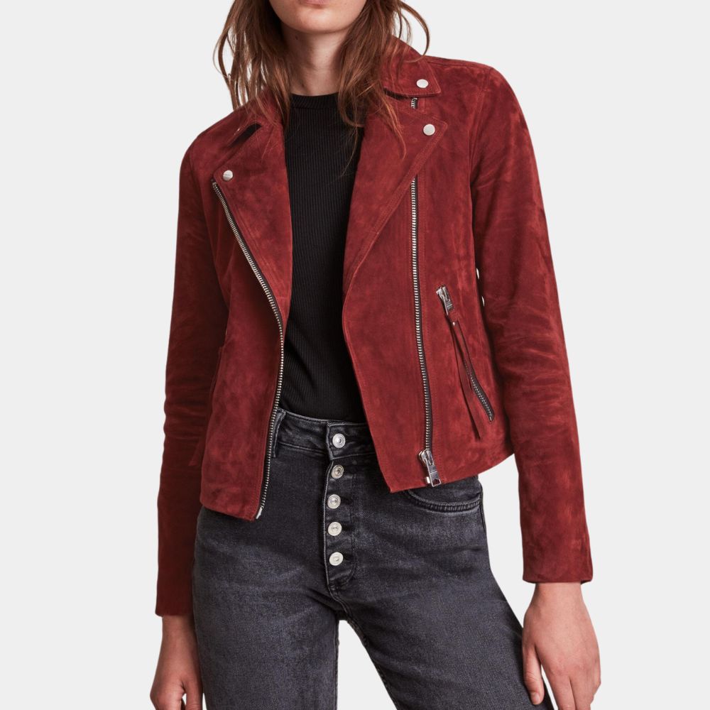 The Out-Laws Nina Dobrev Black Leather Biker Jacket - Character Posture Front View