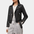 The Out-Laws Nina Dobrev Black Leather Biker Jacket - Front View