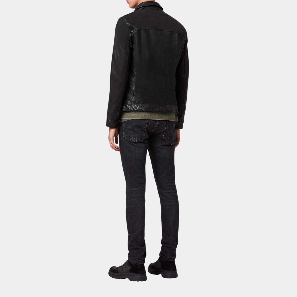 The Out-Laws Pierce Brosnan Solid Matt Black Leather Jacket - Back View