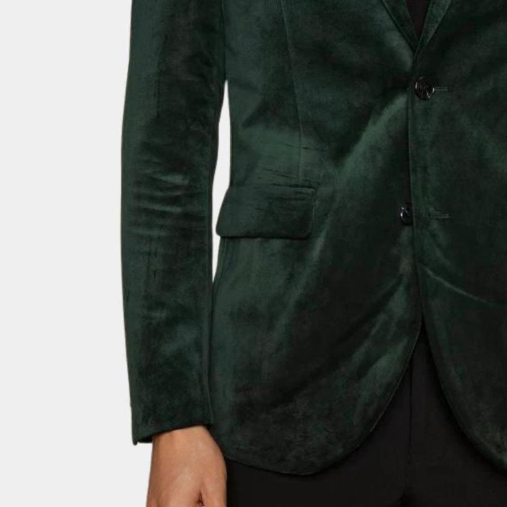 The Perfect Couple Tag Winbury aka Liev Schreiber Bottle Green Velvet Blazer - Pocket View