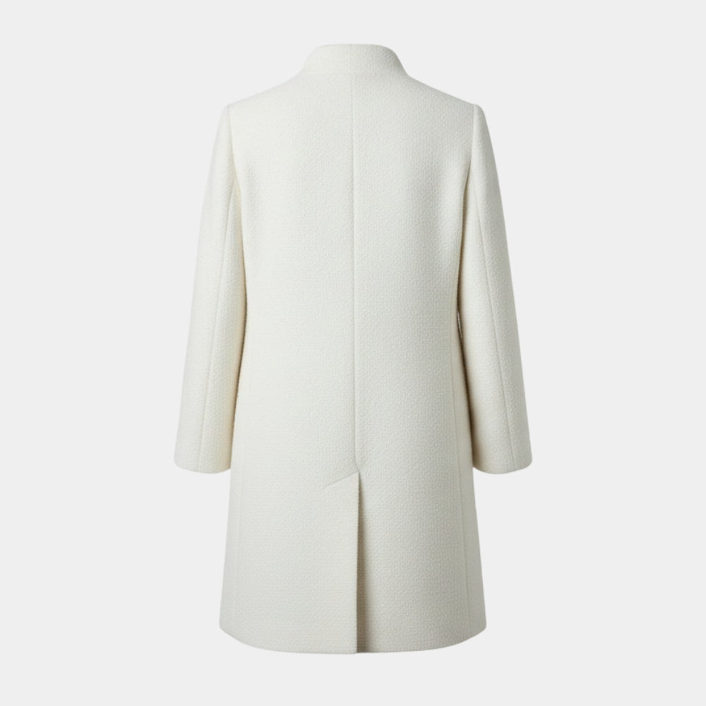 The Queen’s Gambit  Beth Harmon White Wool Blend Coat - Mannequin Back View
