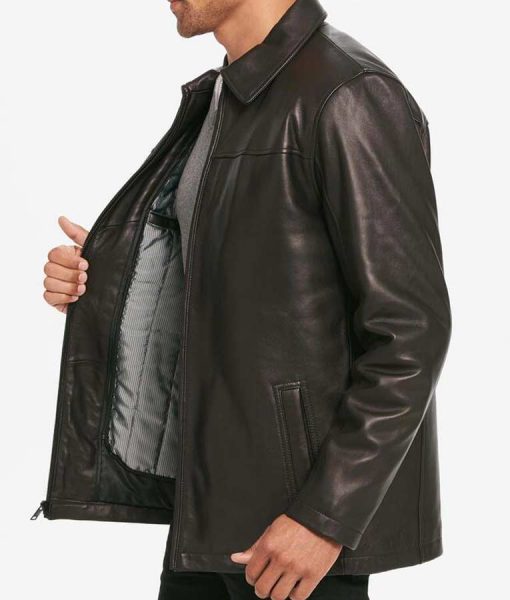 The Sopranos Men's Tony Soprano Black Leather Jacket - Side View
