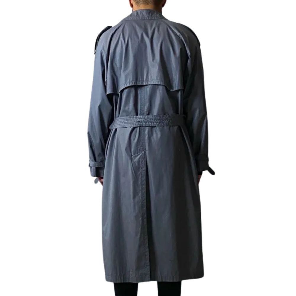 The Terminator Kyle Reese Double Breasted Grey Cotton Trench Coat - Back View
