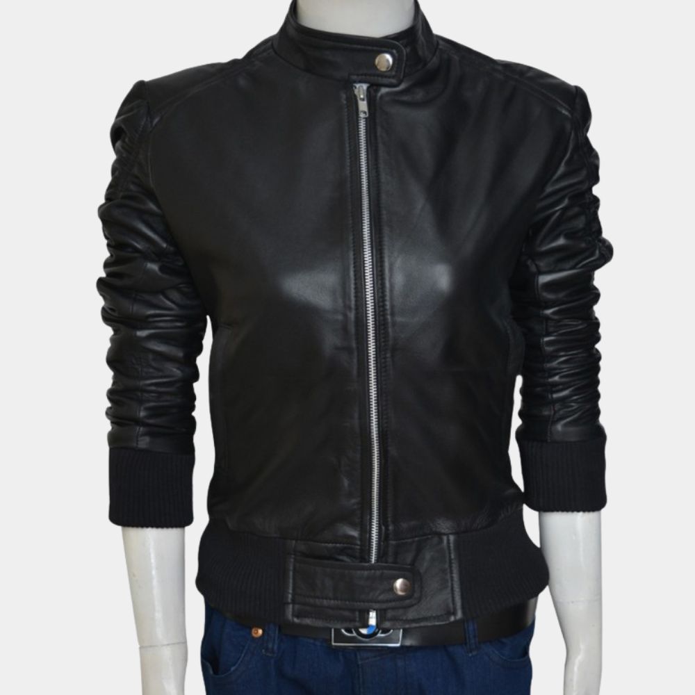 The Vampire Diaries  Elena Gilbert aka Nina Dobrev Leather Jacket - Mannequin Front View