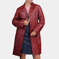 The Vampire Slayer Buffy Summers Aka (Sarah Michelle Gellar) Red Leather Trench Coat - Front View