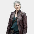 The Walking Dead Carol Peletier Maroon Leather Biker Jacket from Book of Carol - Character Front View