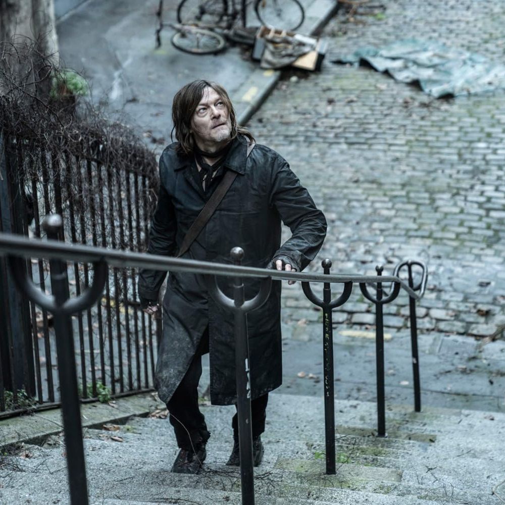 The Walking Dead Men's TWD Daryl Dixon Black Trench Coat - Character Front View