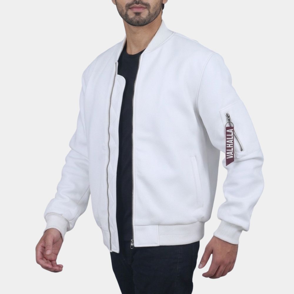 Tokyo Revengers Team Valhalla White Bomber Jacket - Front View