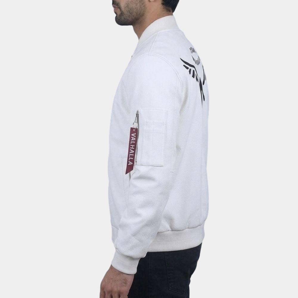 Tokyo Revengers Team Valhalla White Bomber Jacket - Side View