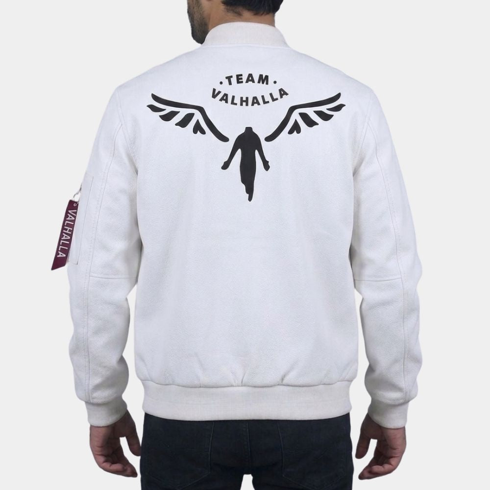Tokyo Revengers Team Valhalla White Bomber Jacket - Back View