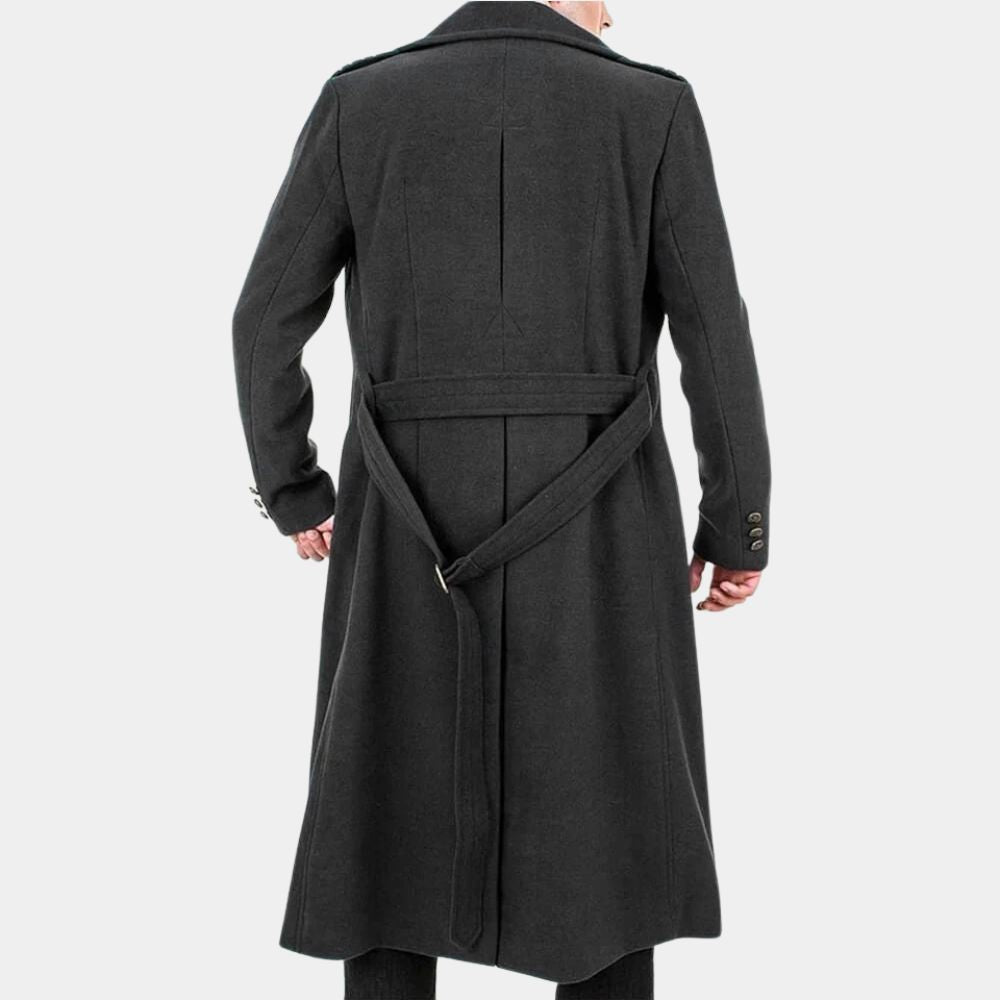 Torchwood  Captain Jack aka John Barrowman Grey Wool Trench Coat - Back View