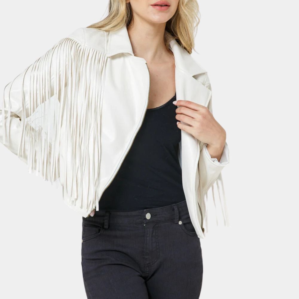 Totally Killer Classic Western Style Fringe Jacket - Side Posture View