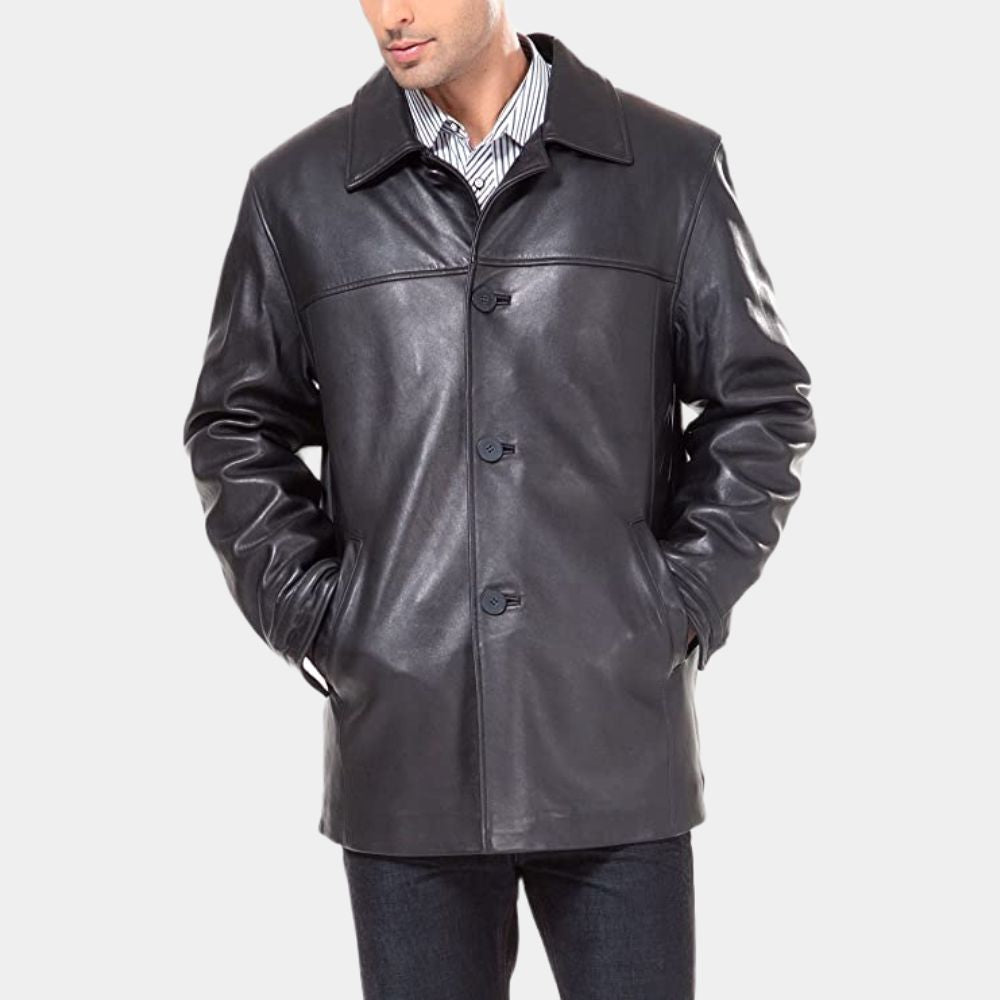 Training Day  Alonzo aka Denzel Washington Leather Jacket - Front Posture View