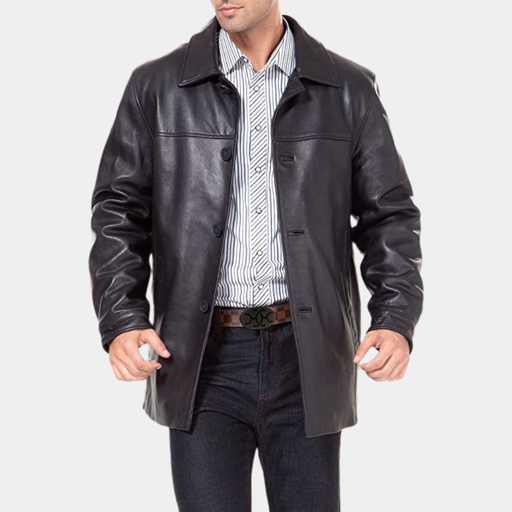 Training Day  Alonzo aka Denzel Washington Leather Jacket - Front View